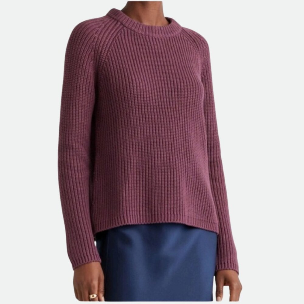 QUINCE - Fisherman Crew Sweater - Organic Cotton - Plum